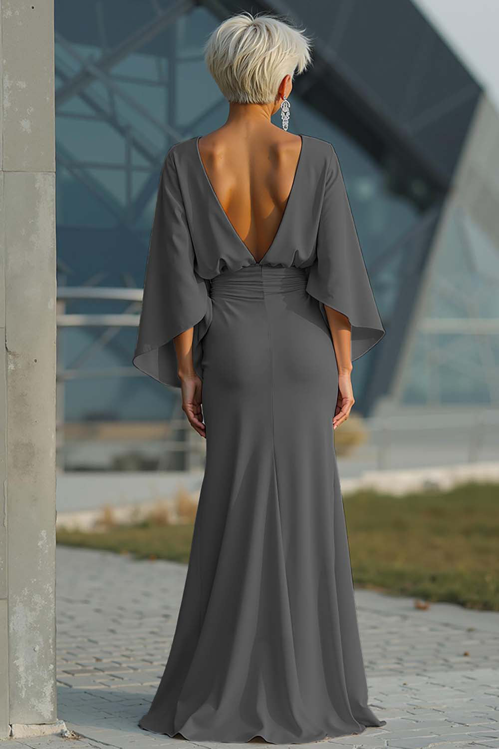 Boat Neck Mother of the Bride Dress