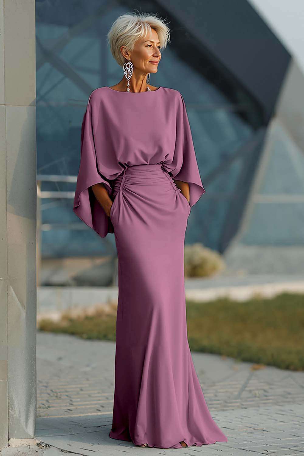 Boat Neck Mother of the Bride Dress