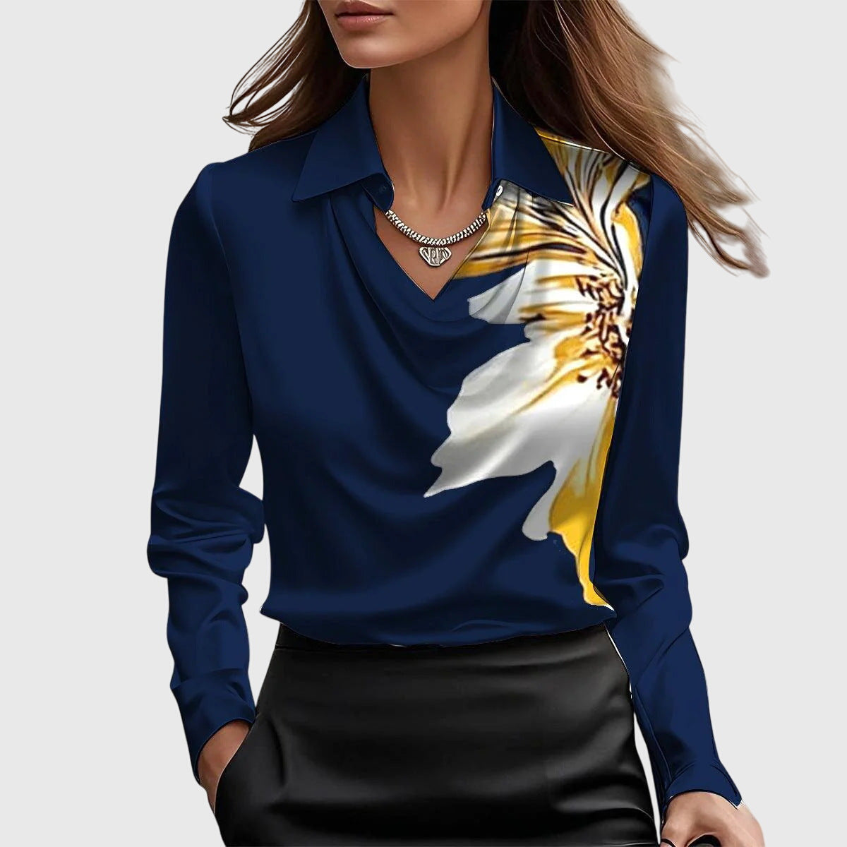 Pleated Satin Blouse