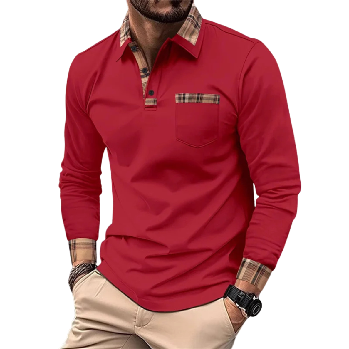 LÉONARD | LUXURY POLO WITH CHIC CHECKED DETAILS FOR MEN