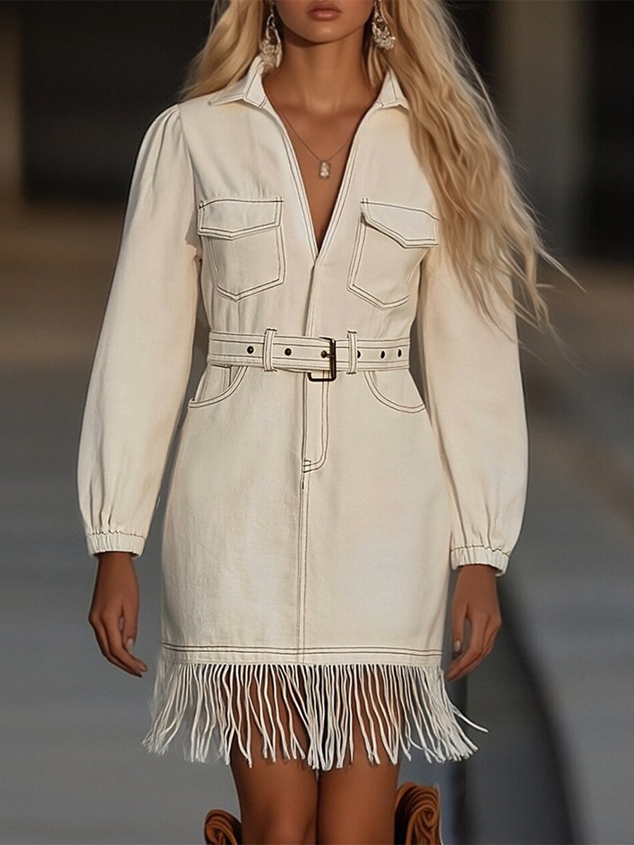 Women’s Tassel Denim Mini Dress