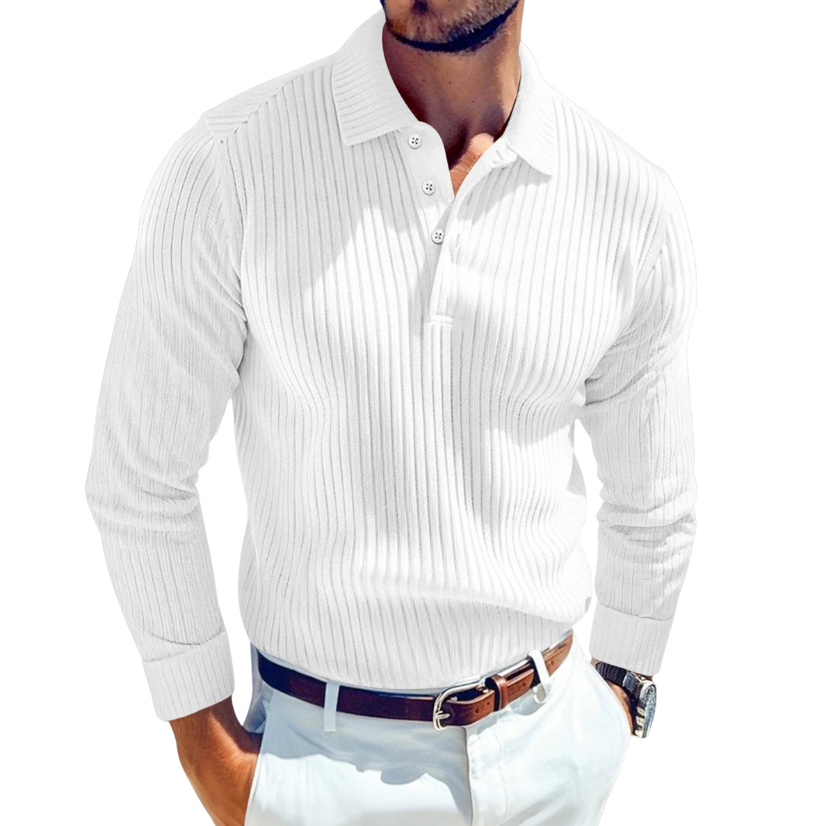 ADRIEN | LUXURY KNITTED RETRO POLO WITH RIBBED STRUCTURE