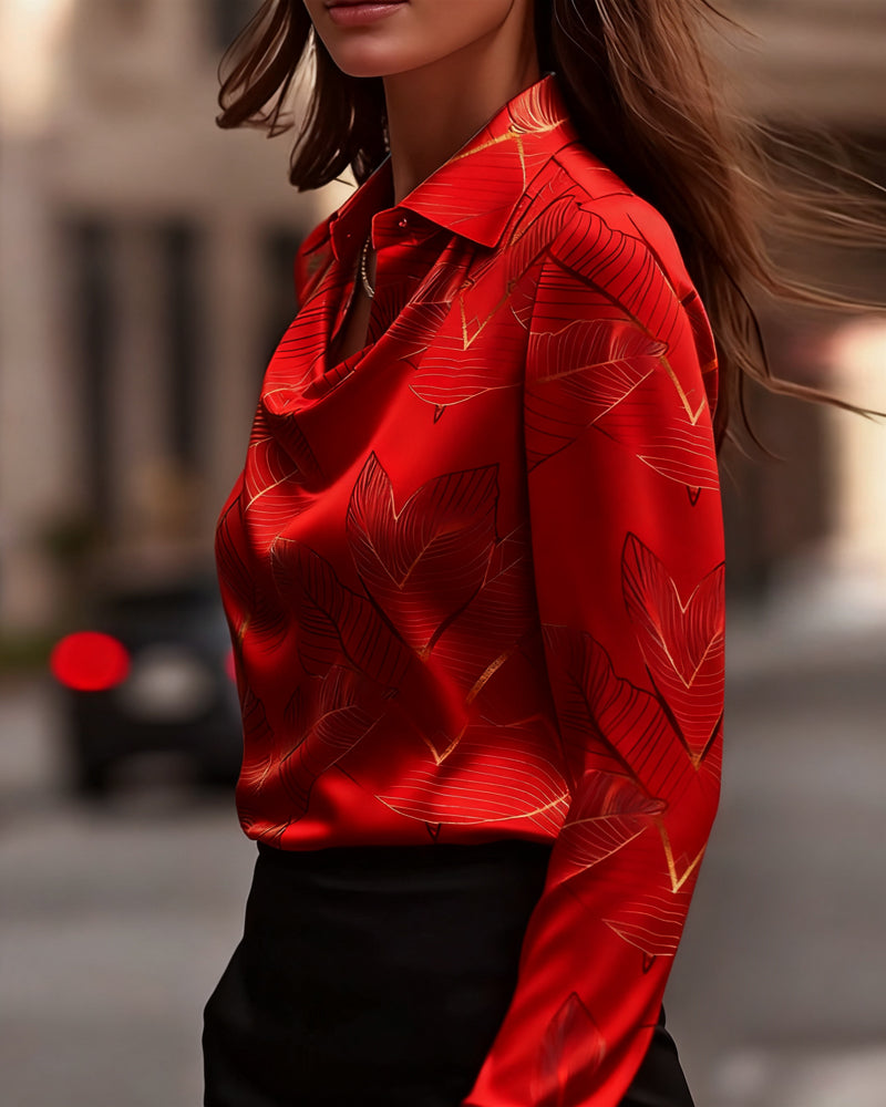 Elegant blouse long sleeves satin