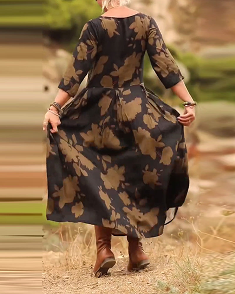 Printed A-Line Maxi Dress