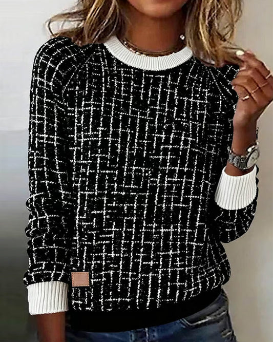 Checked Knitted Sweatshirt