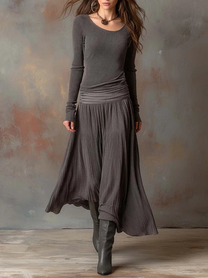 Adelaide Retro Grey Ribbed Stretch Slim-Fit Set – Kensley & Stitch