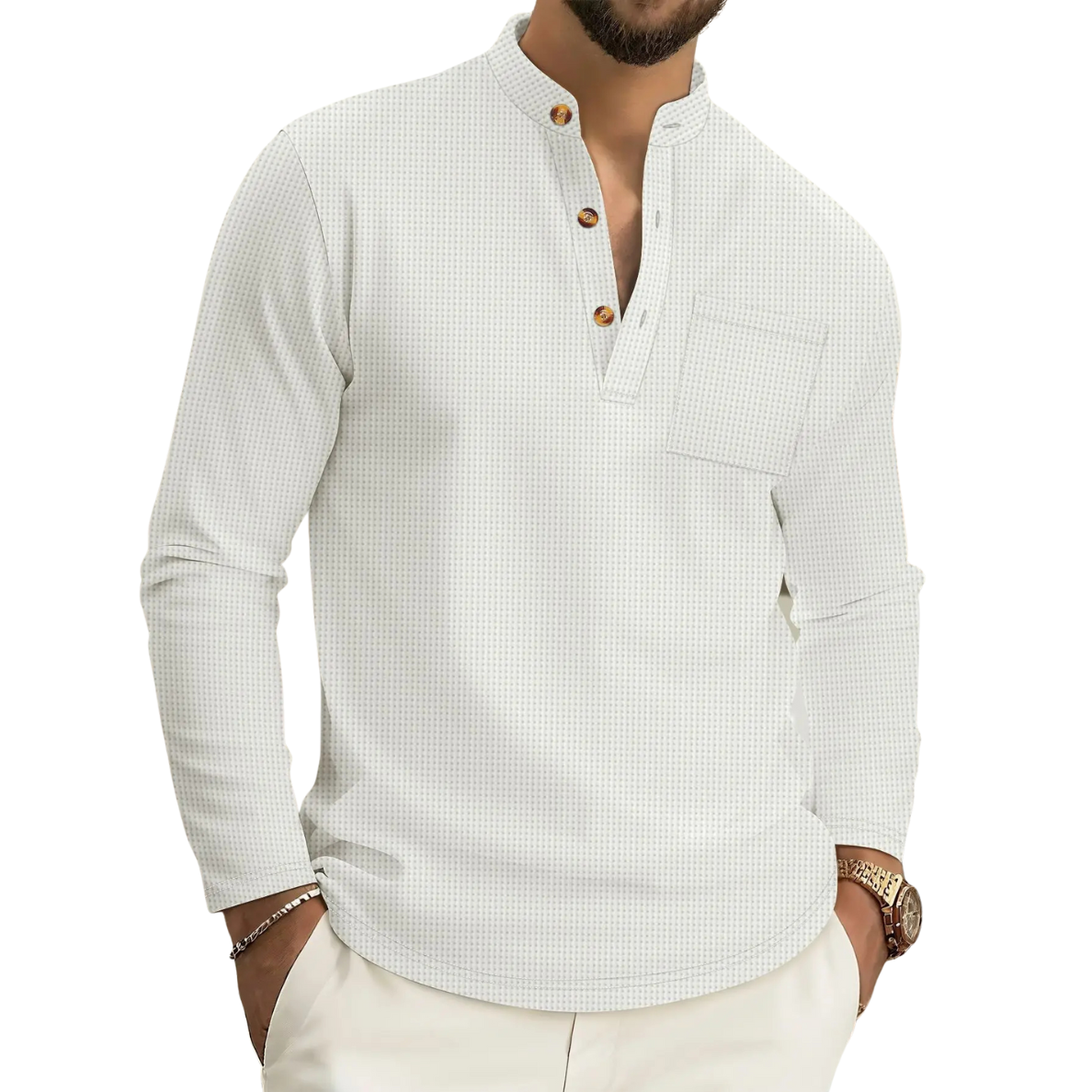 THÉO | TEXTURED HIGH COLLAR SHIRT FOR MEN
