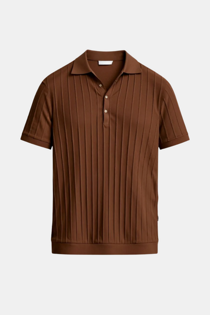 Vertical Striped Button Up Polo