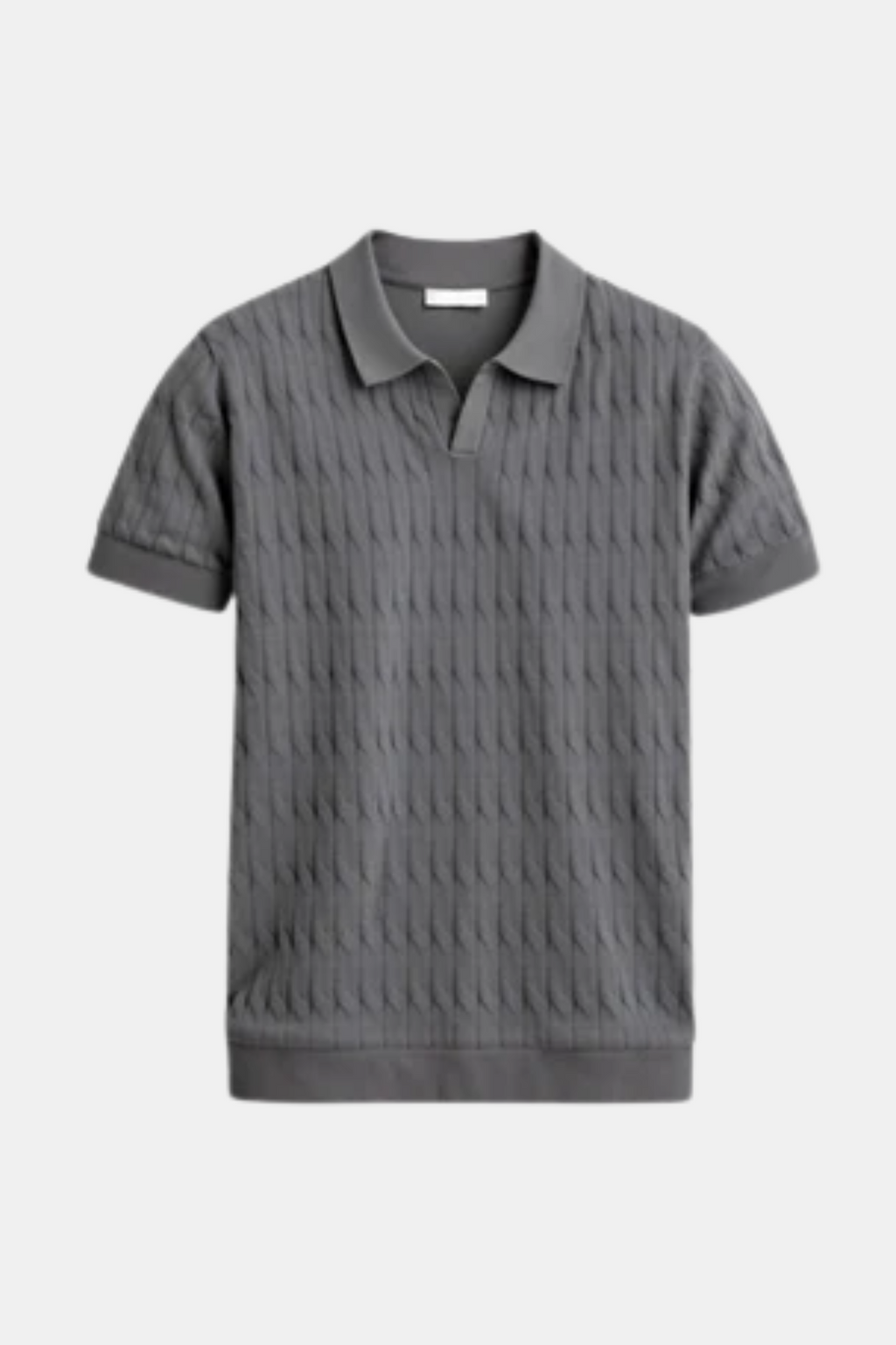 Premium V-Neck Cable Knit Polo