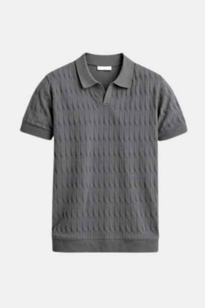 Premium V-Neck Cable Knit Polo