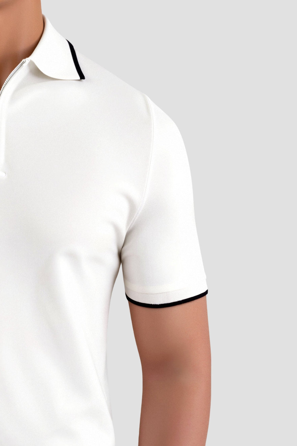 Knitted Quarter Zip Golf Polo