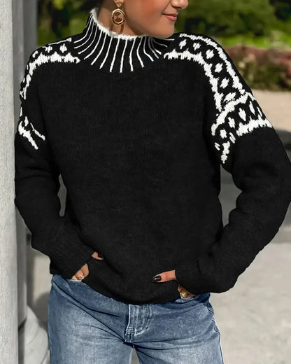 Striped High-Collar Sweater