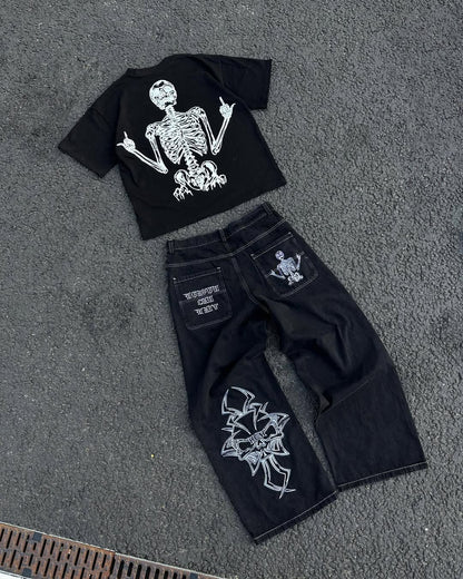 Embroidered Baggy Jeans