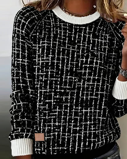 Checked Knitted Sweatshirt