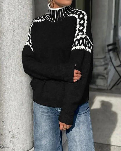 Striped High-Collar Sweater