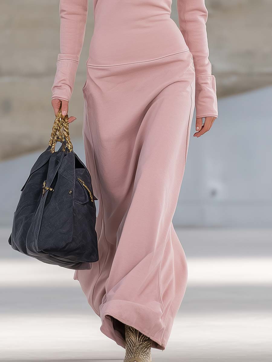 Women’s Pink Zip Front Maxi Dress