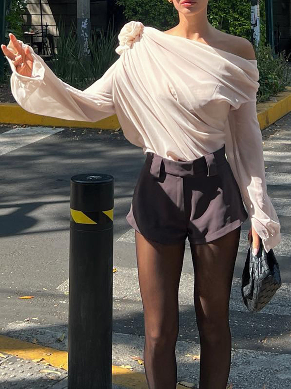 Women’s One Shoulder Chiffon Blouse