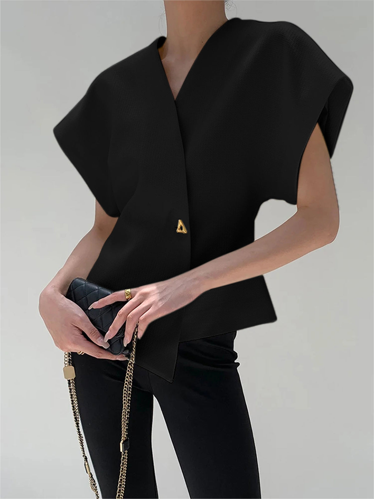 Women’s V-Neck Button Down Blouse