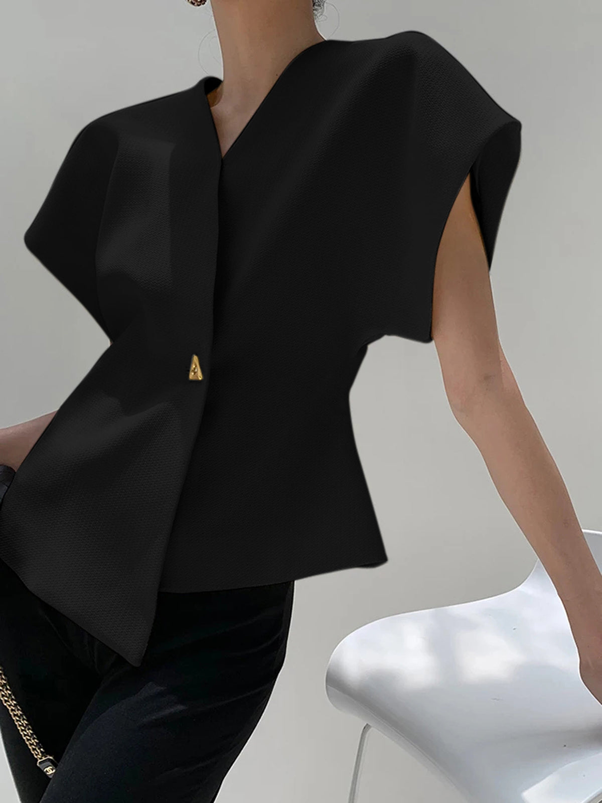 Women’s V-Neck Button Down Blouse