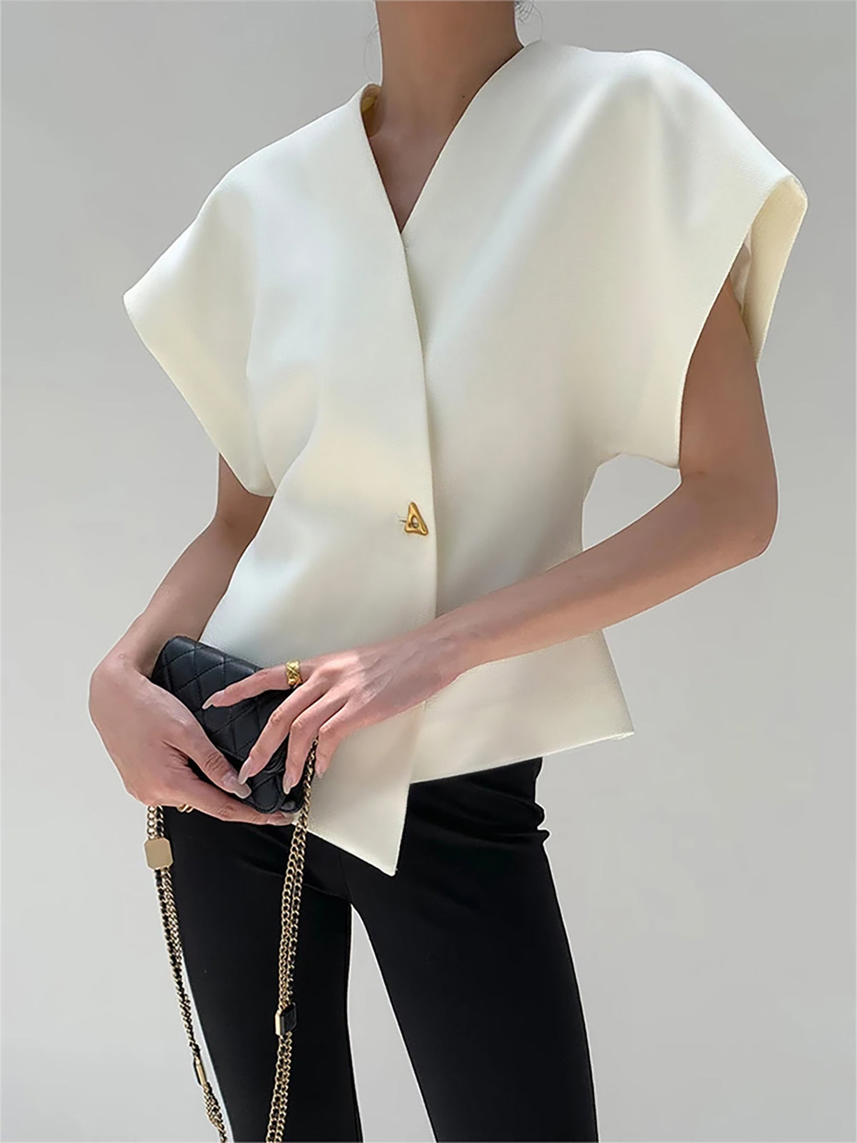 Women’s V-Neck Button Down Blouse
