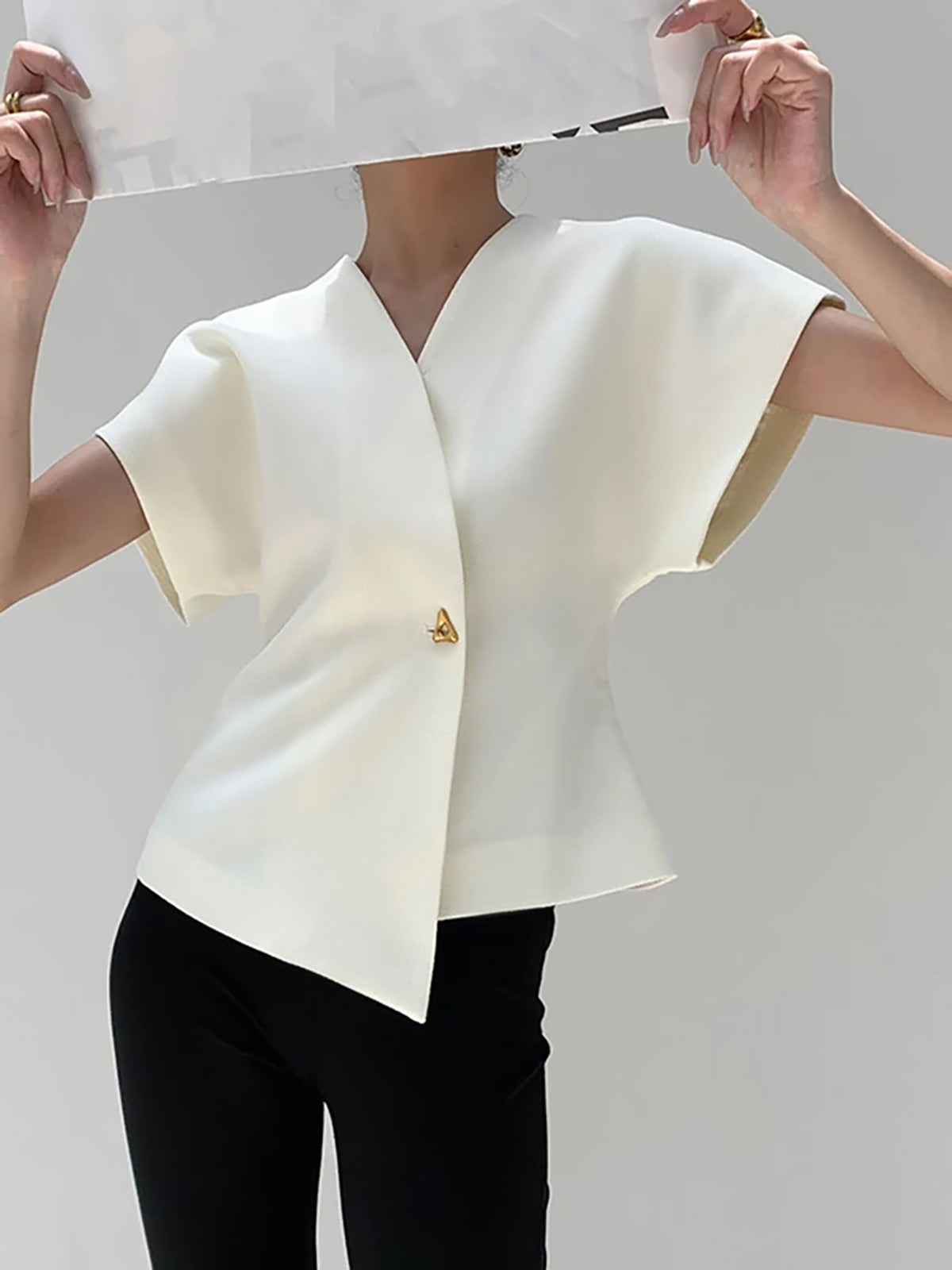 Women’s V-Neck Button Down Blouse