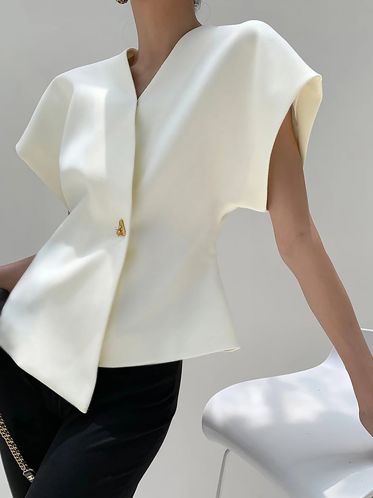 Women’s V-Neck Button Down Blouse