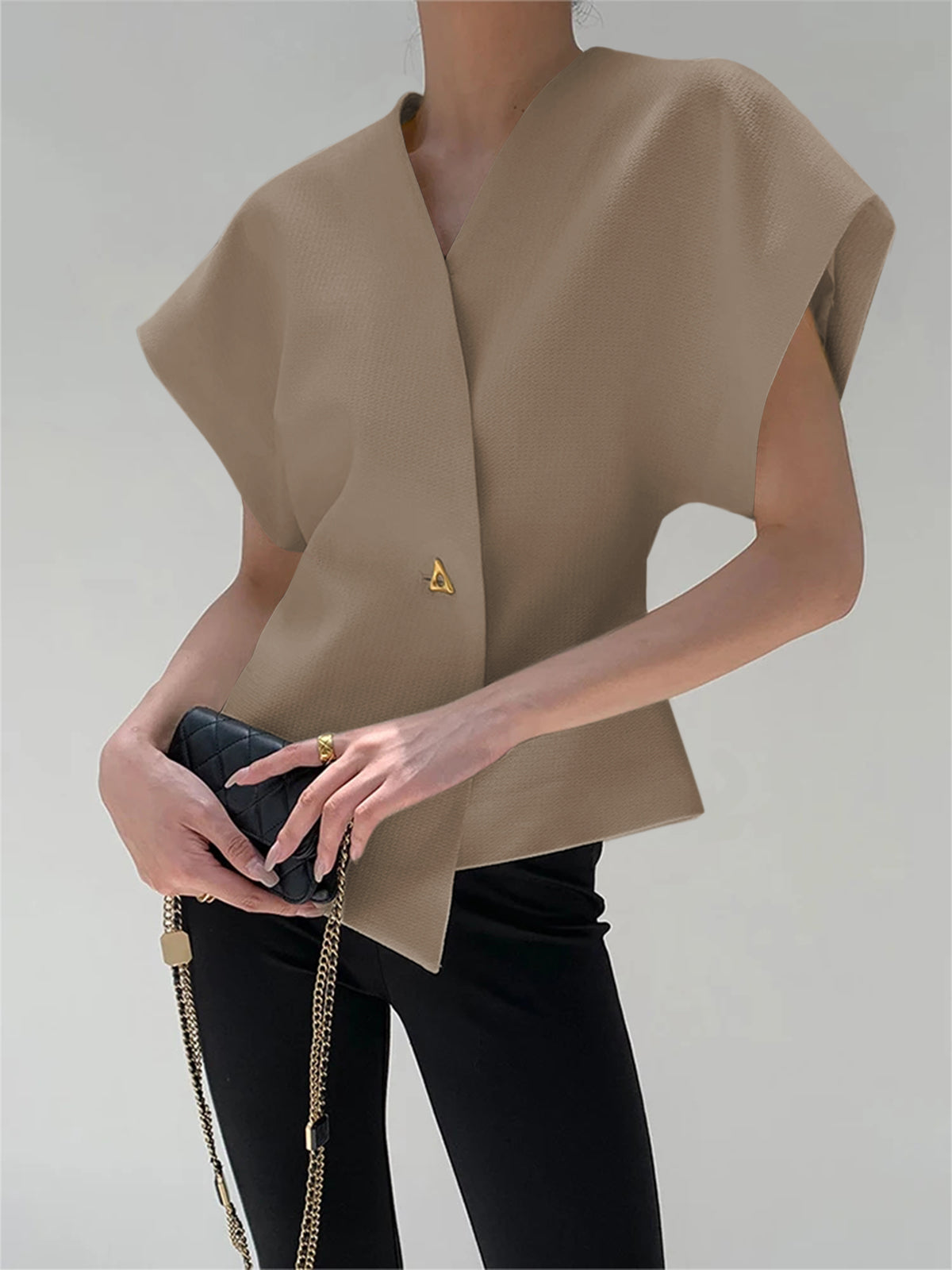 Women’s V-Neck Button Down Blouse