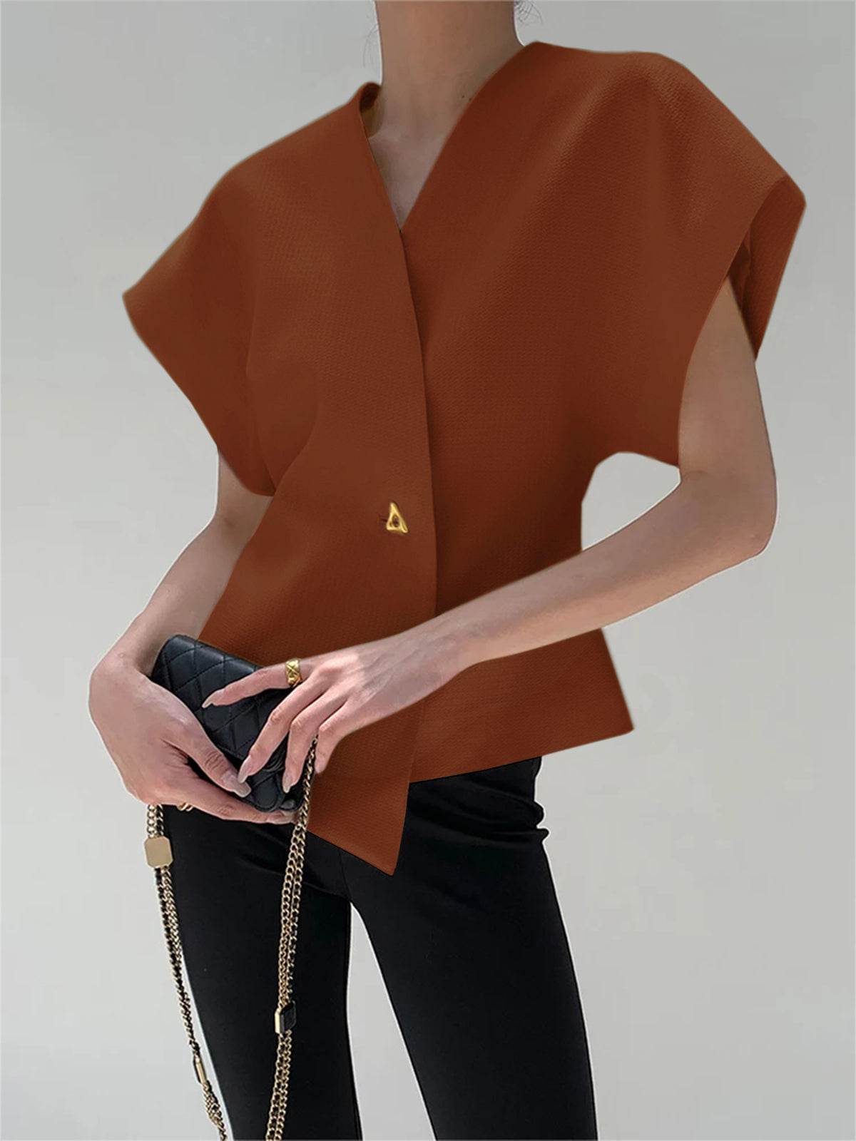 Women’s V-Neck Button Down Blouse
