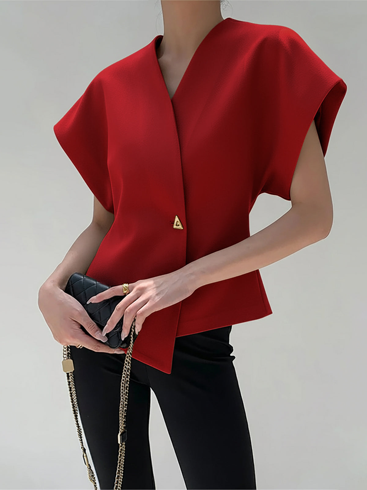 Women’s V-Neck Button Down Blouse