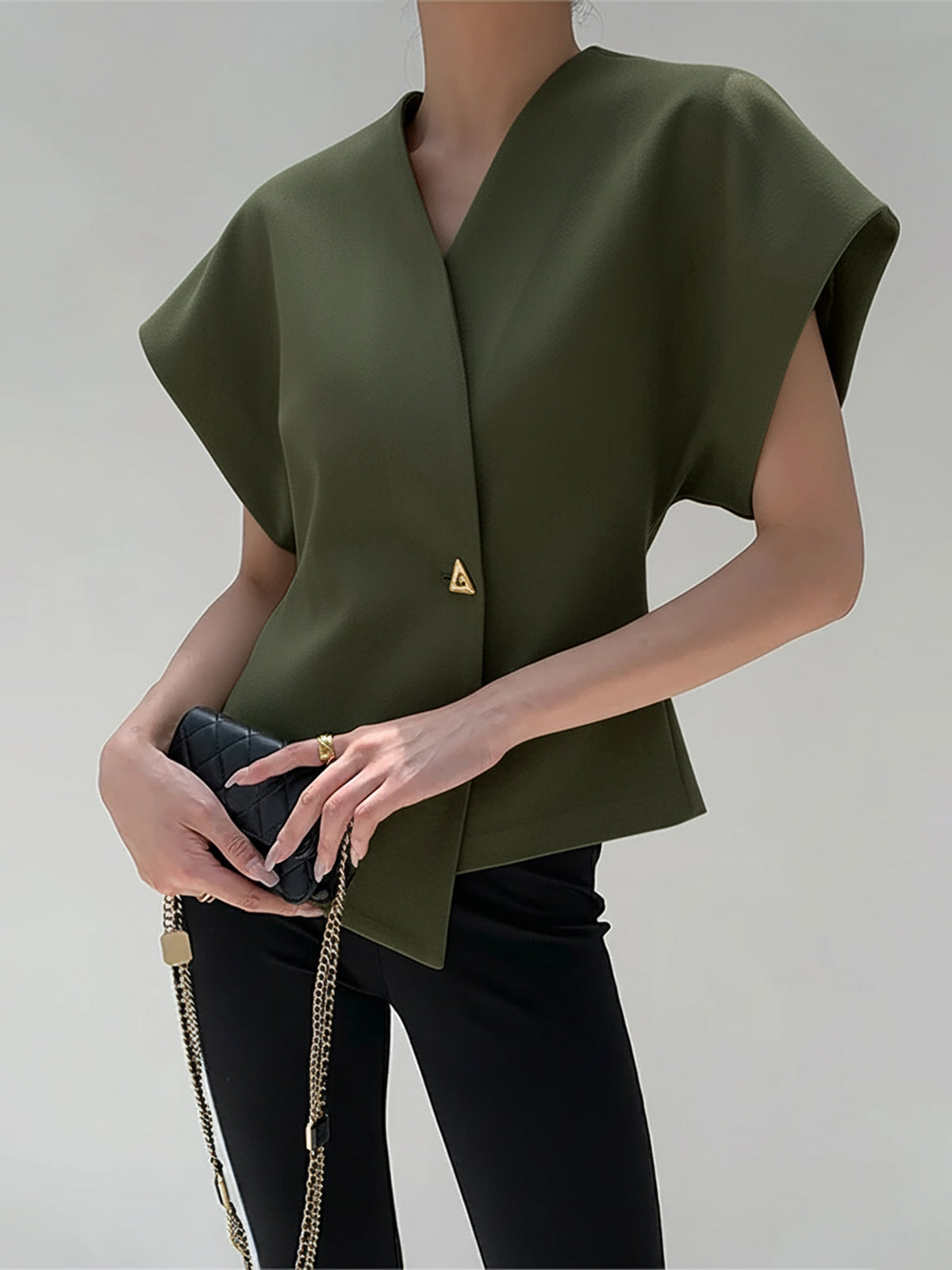 Women’s V-Neck Button Down Blouse