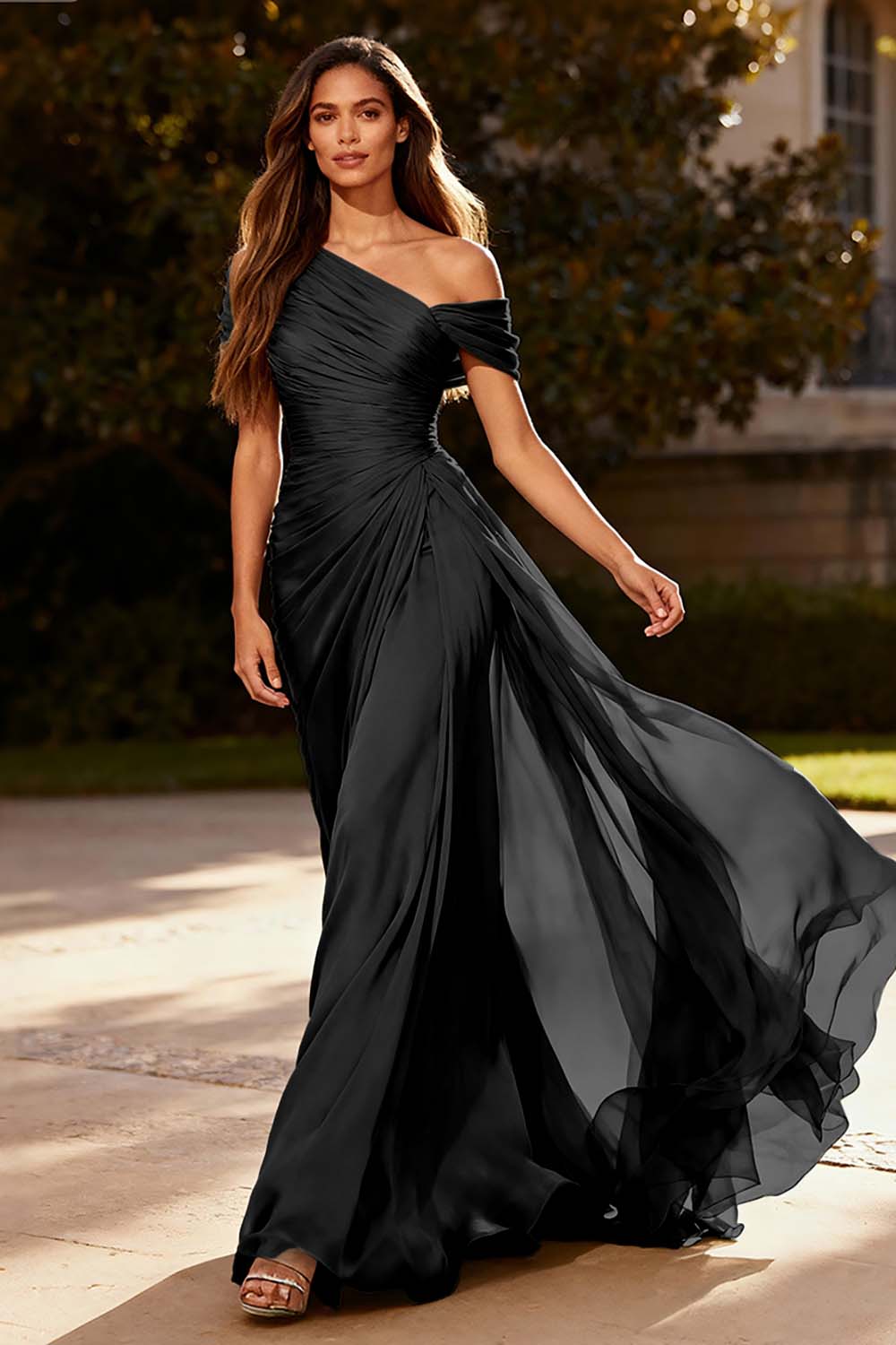 One Shoulder Chiffon Formal Dress