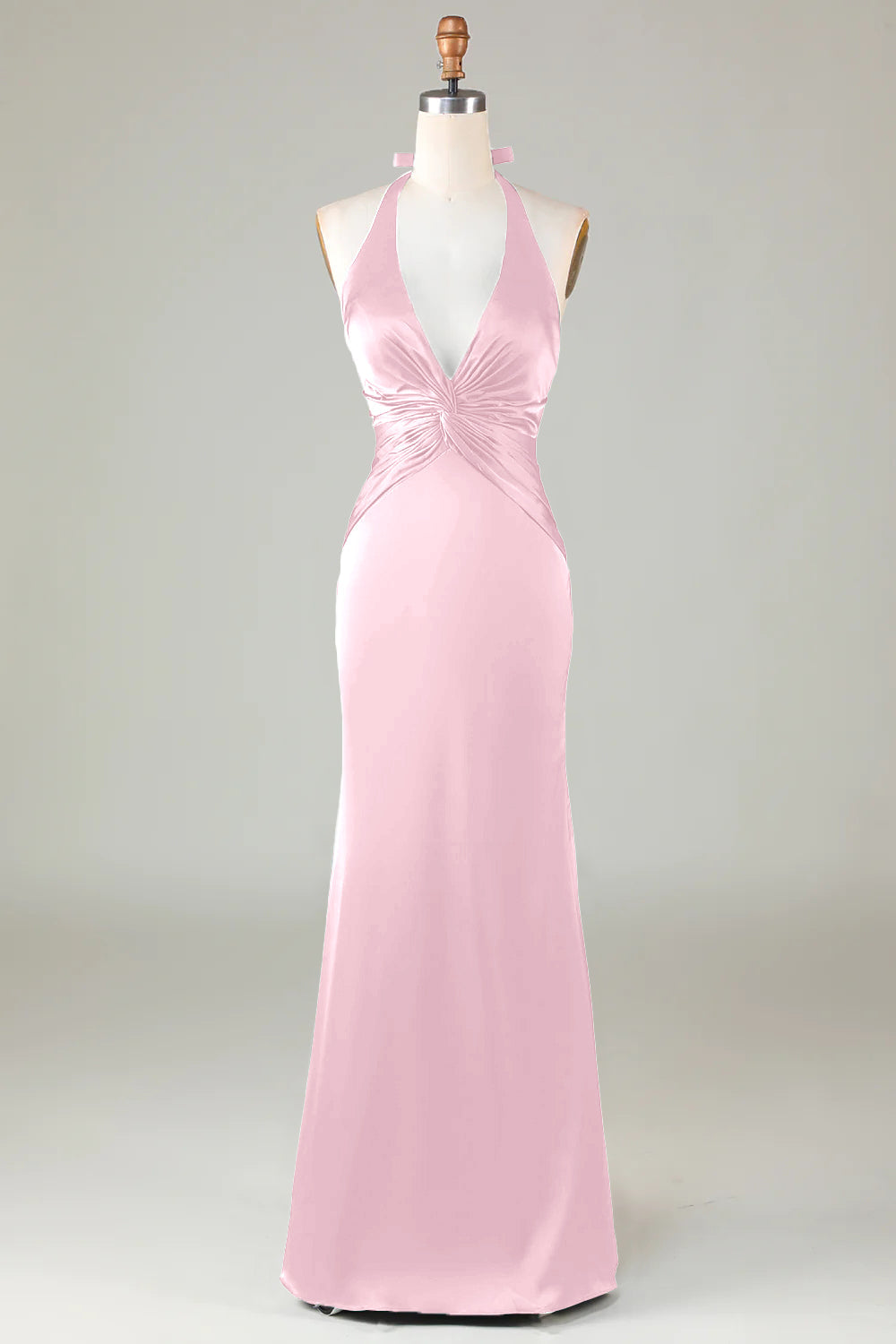 Halter Satin Bridesmaid Dress