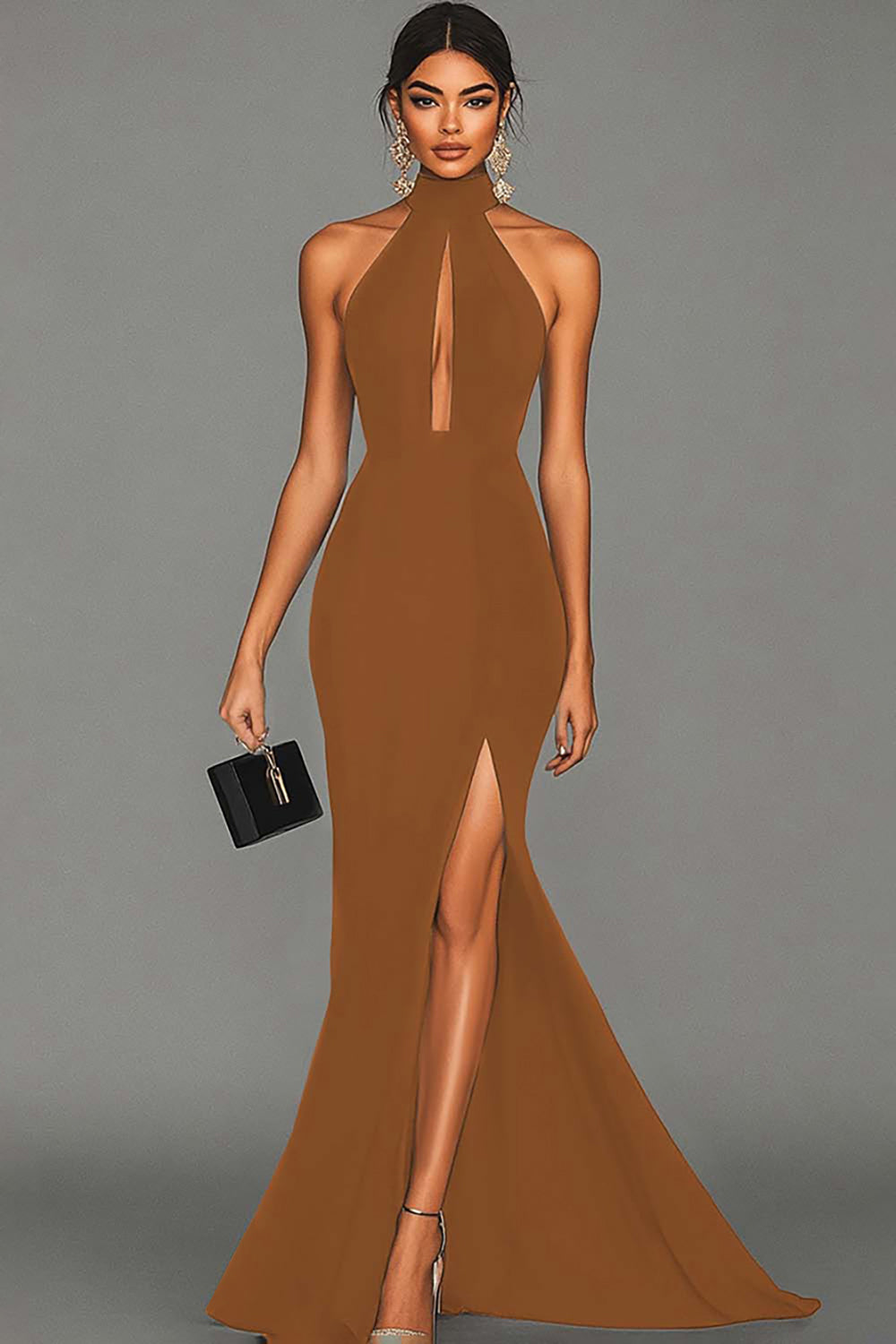 Halter Mermaid Satin Evening Dress