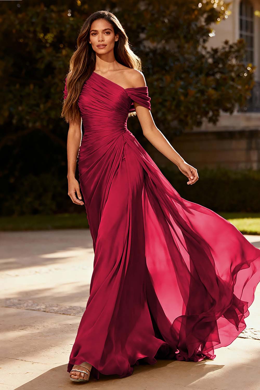 One Shoulder Chiffon Formal Dress