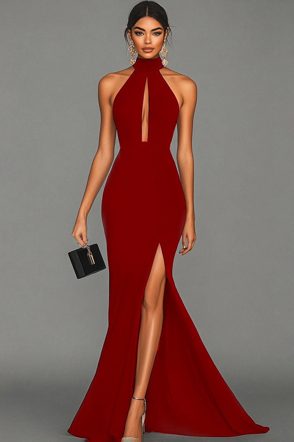 Halter Mermaid Satin Evening Dress