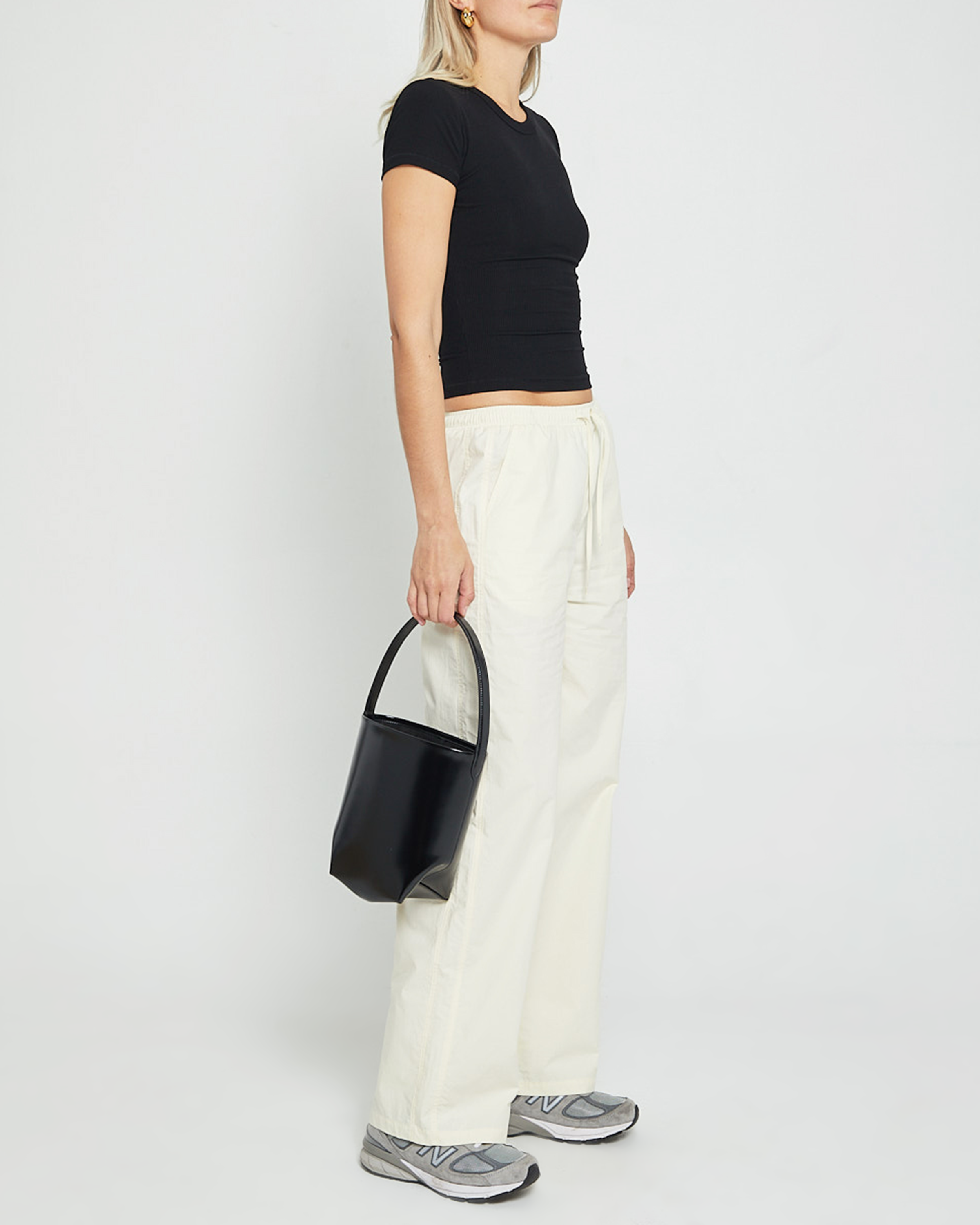 Ribbed Knit Crew Neck T-Shirt