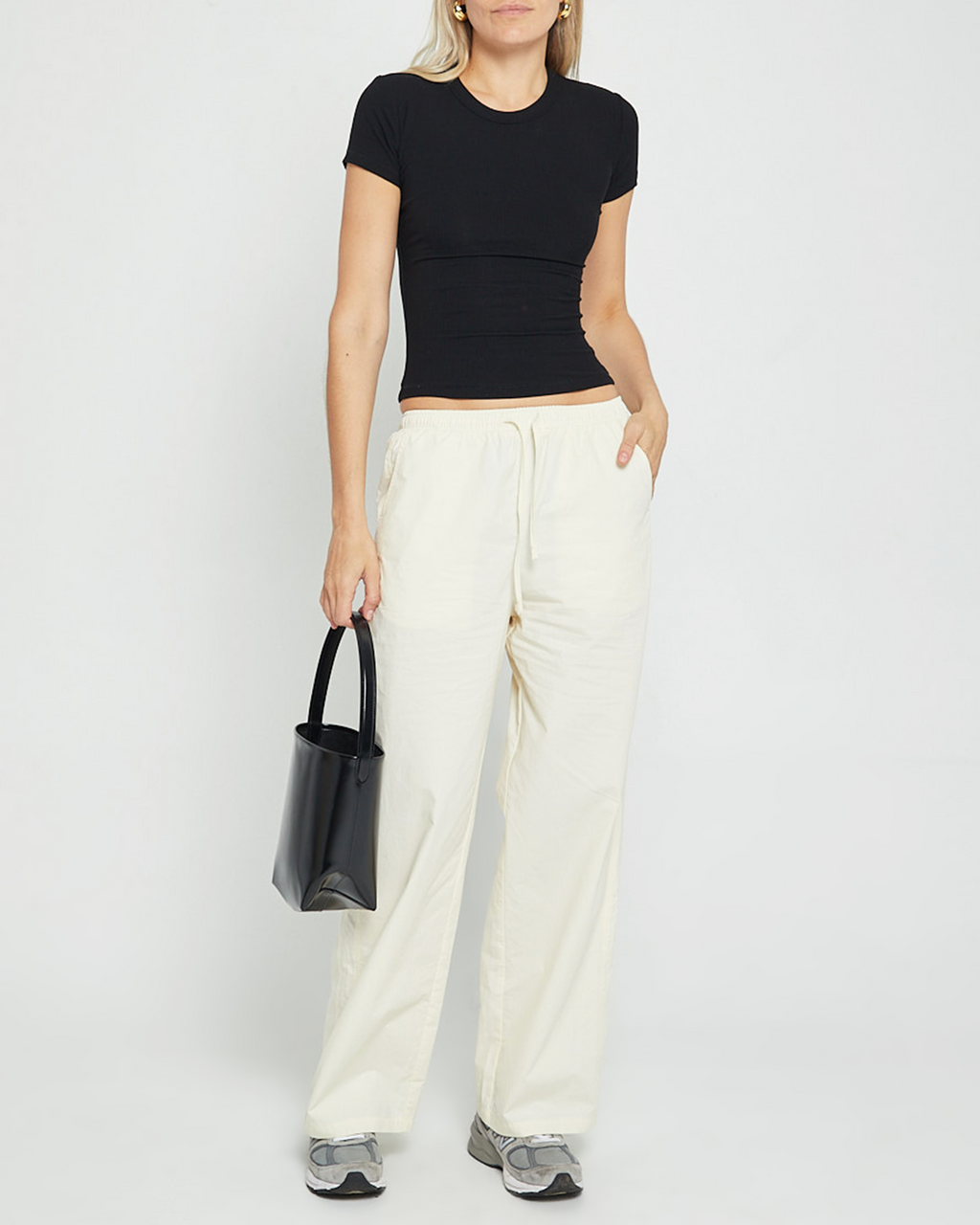 Ribbed Knit Crew Neck T-Shirt