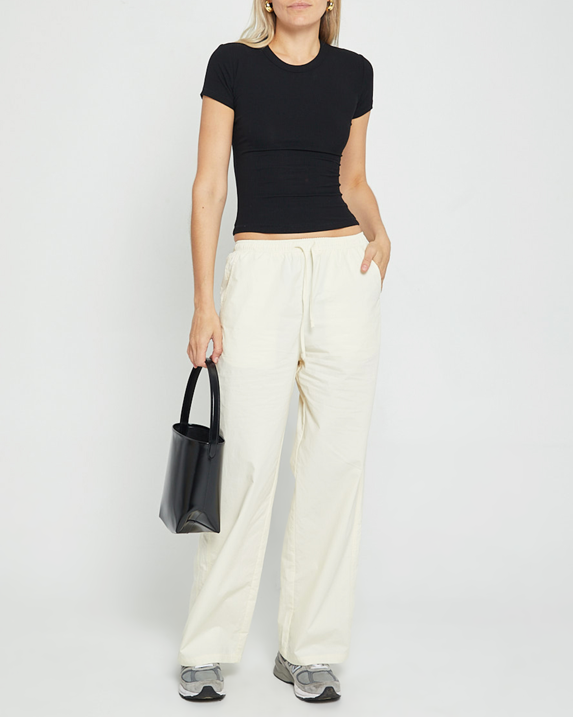 Ribbed Knit Crew Neck T-Shirt