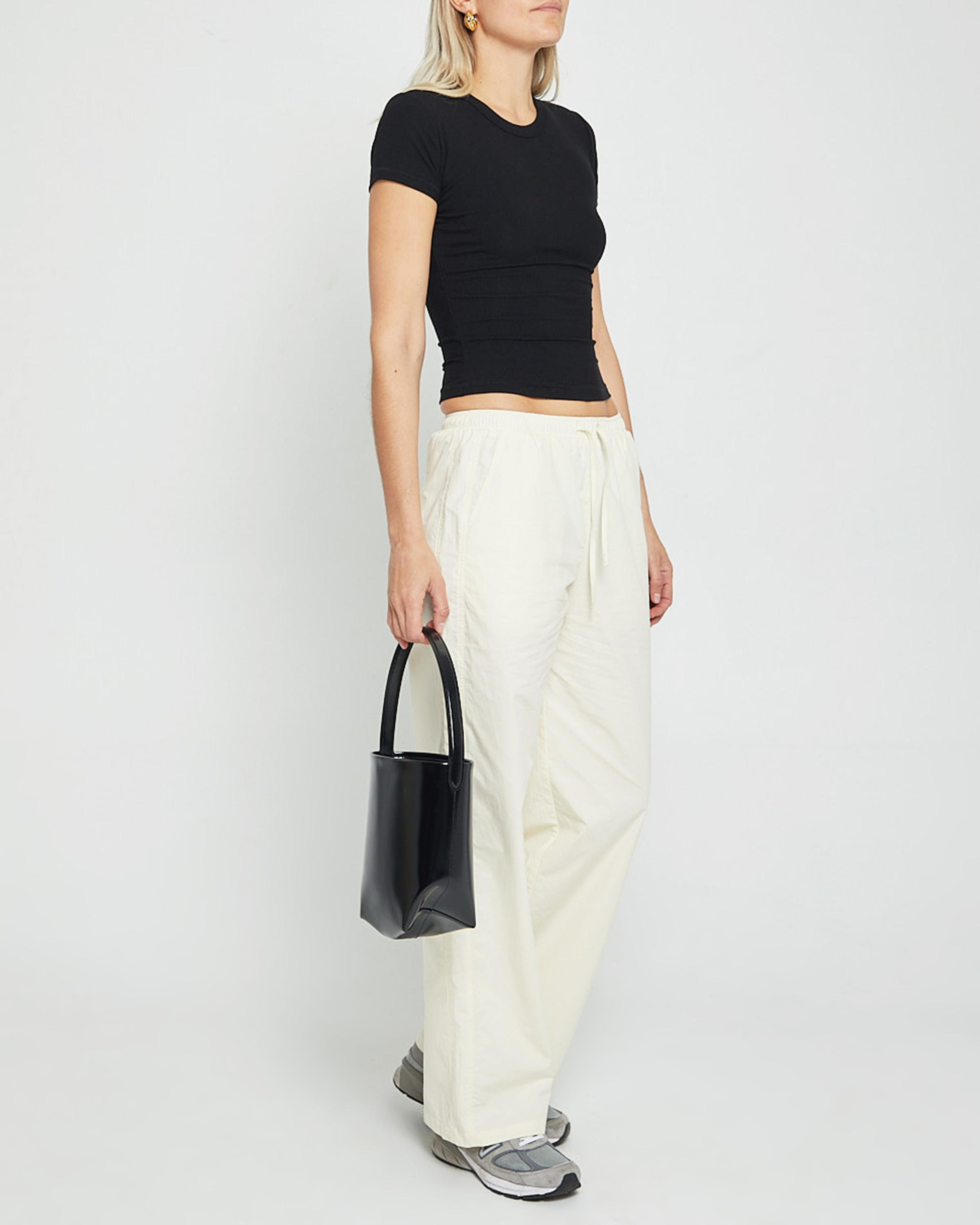 Ribbed Knit Crew Neck T-Shirt