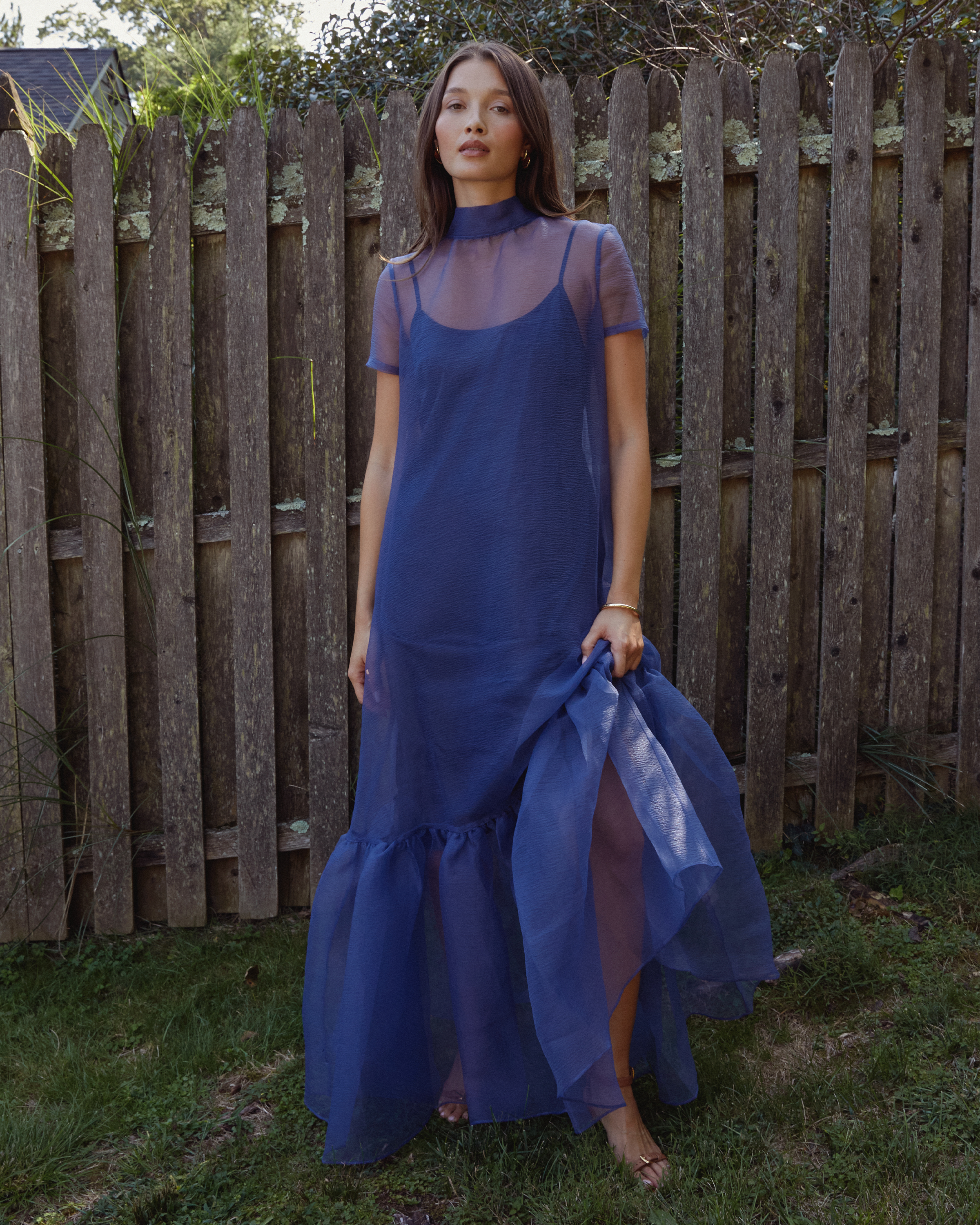 Sheer Organza Bow Maxi Dress