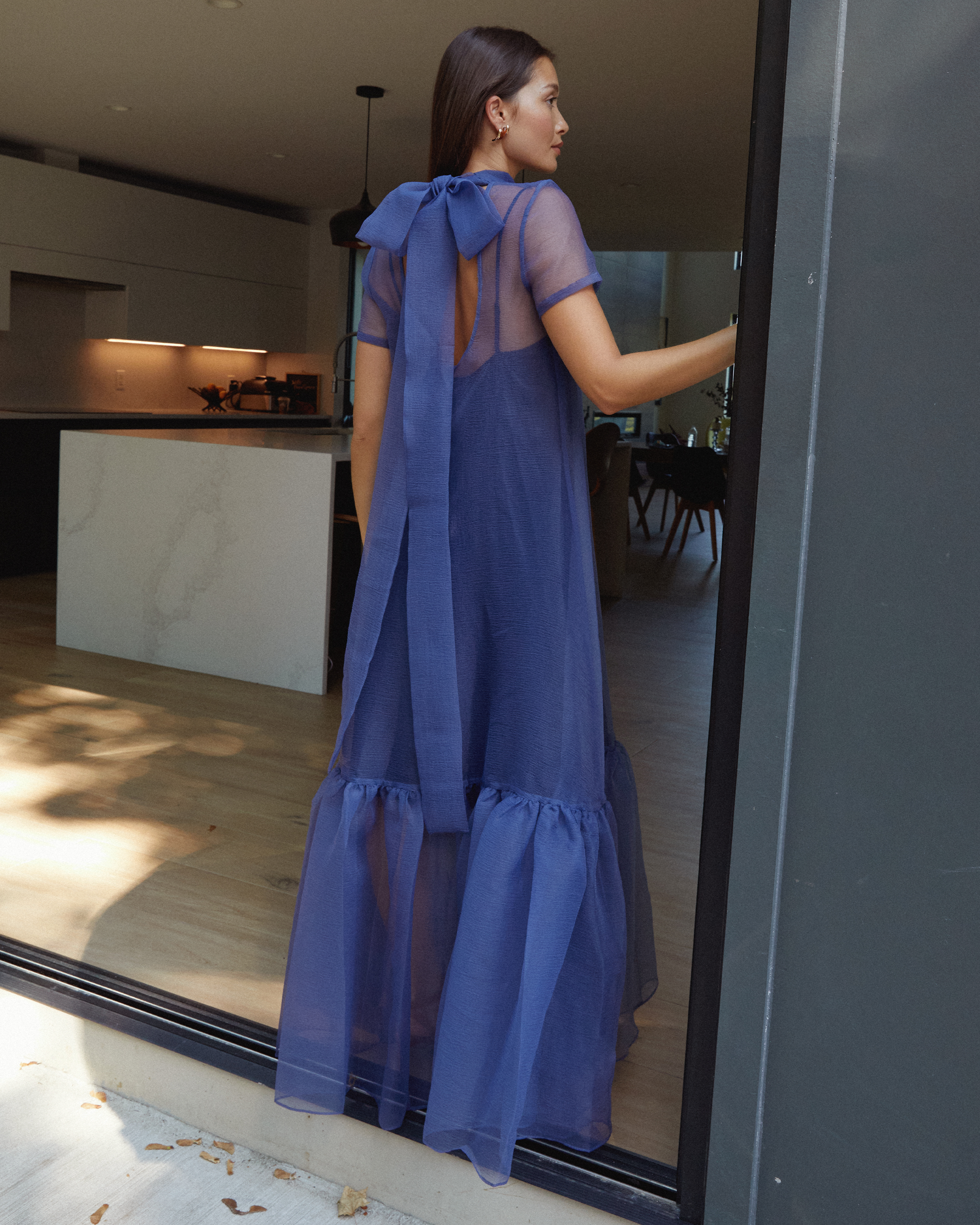 Sheer Organza Bow Maxi Dress