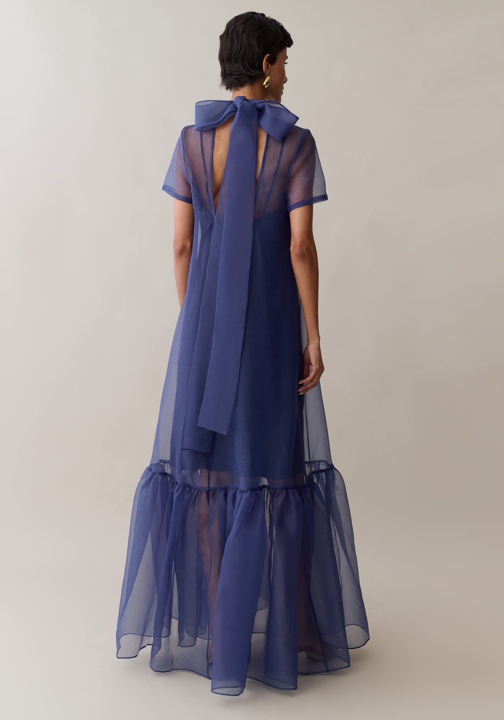 Sheer Organza Bow Maxi Dress