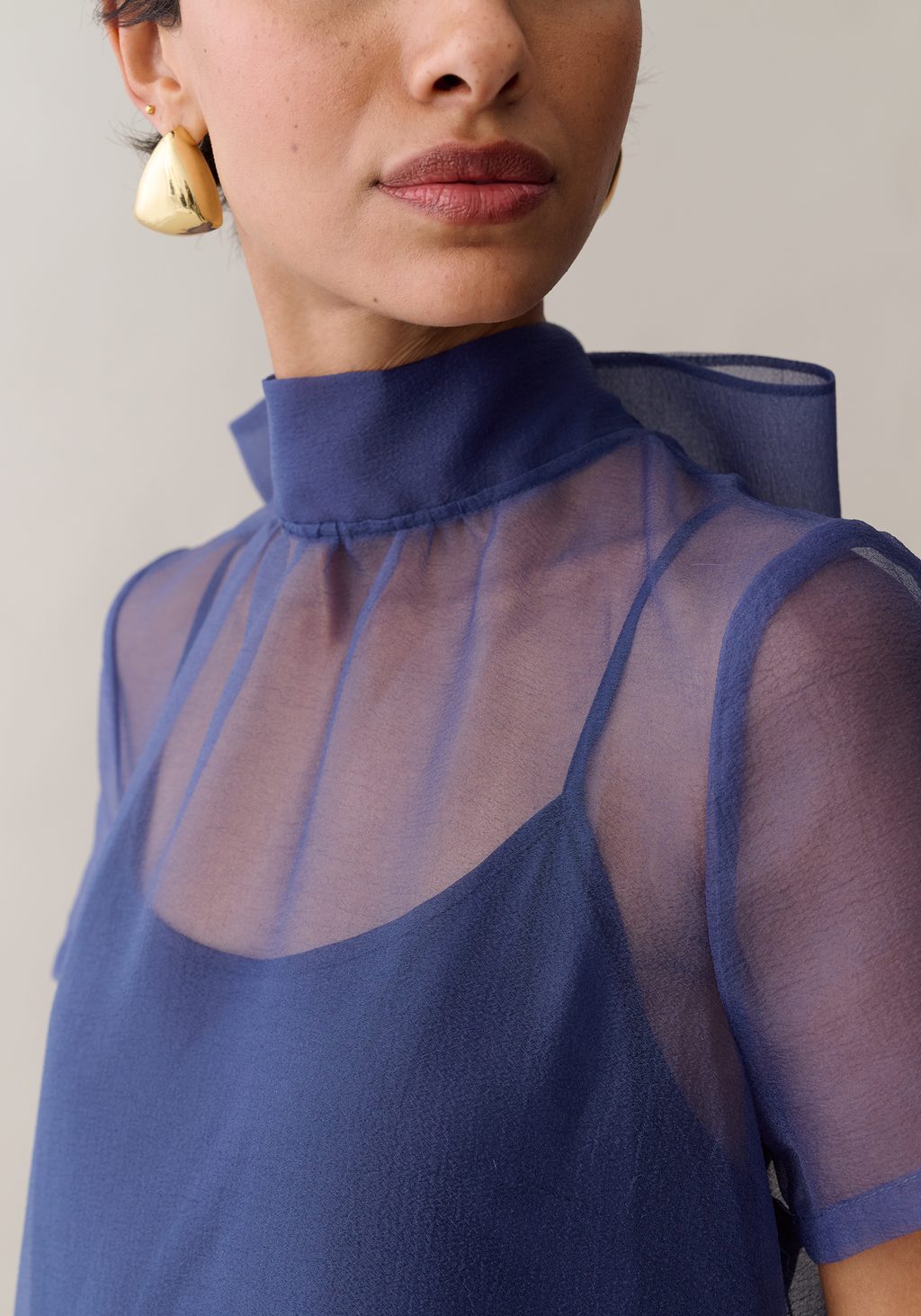 Sheer Organza Bow Maxi Dress