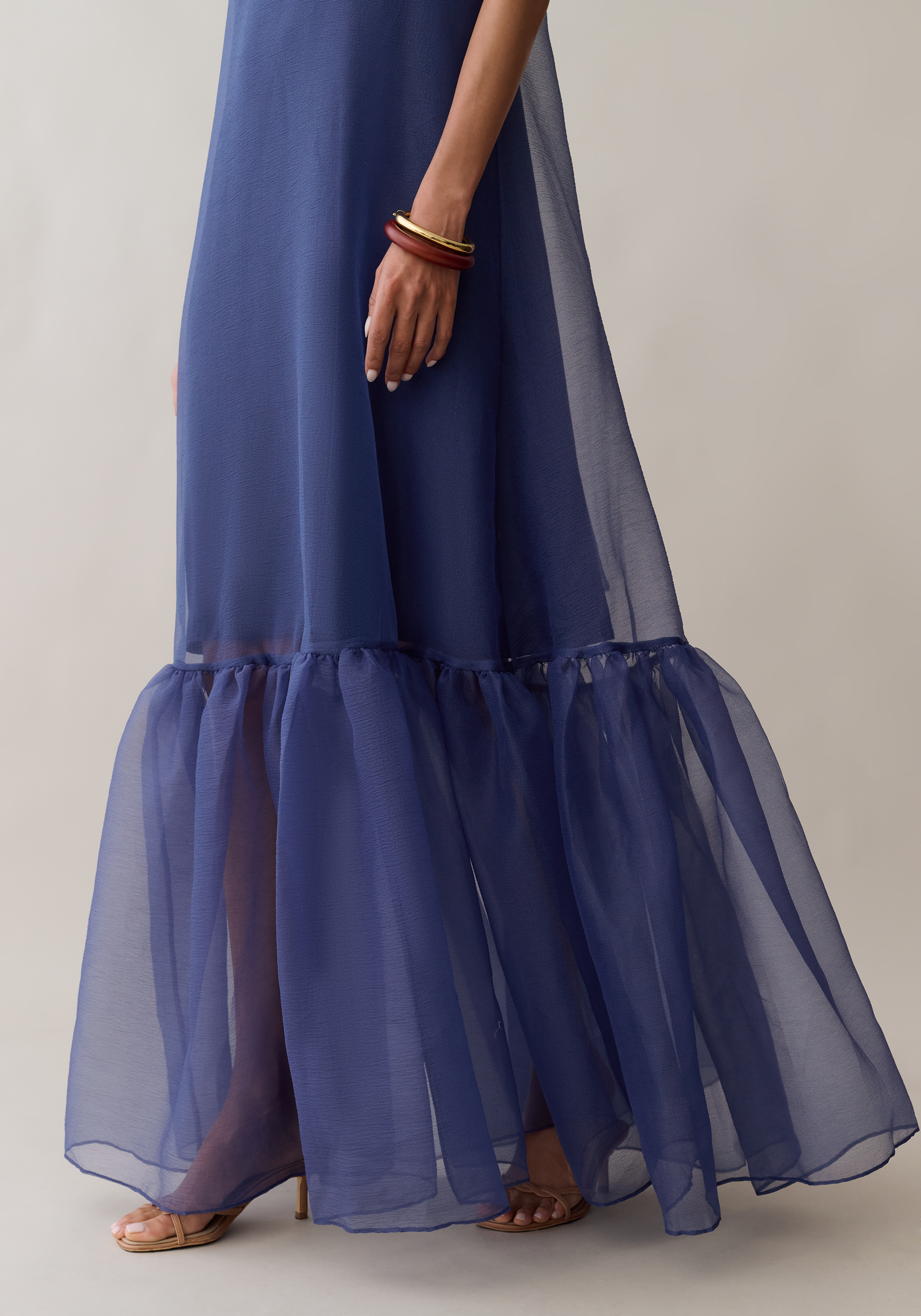 Sheer Organza Bow Maxi Dress