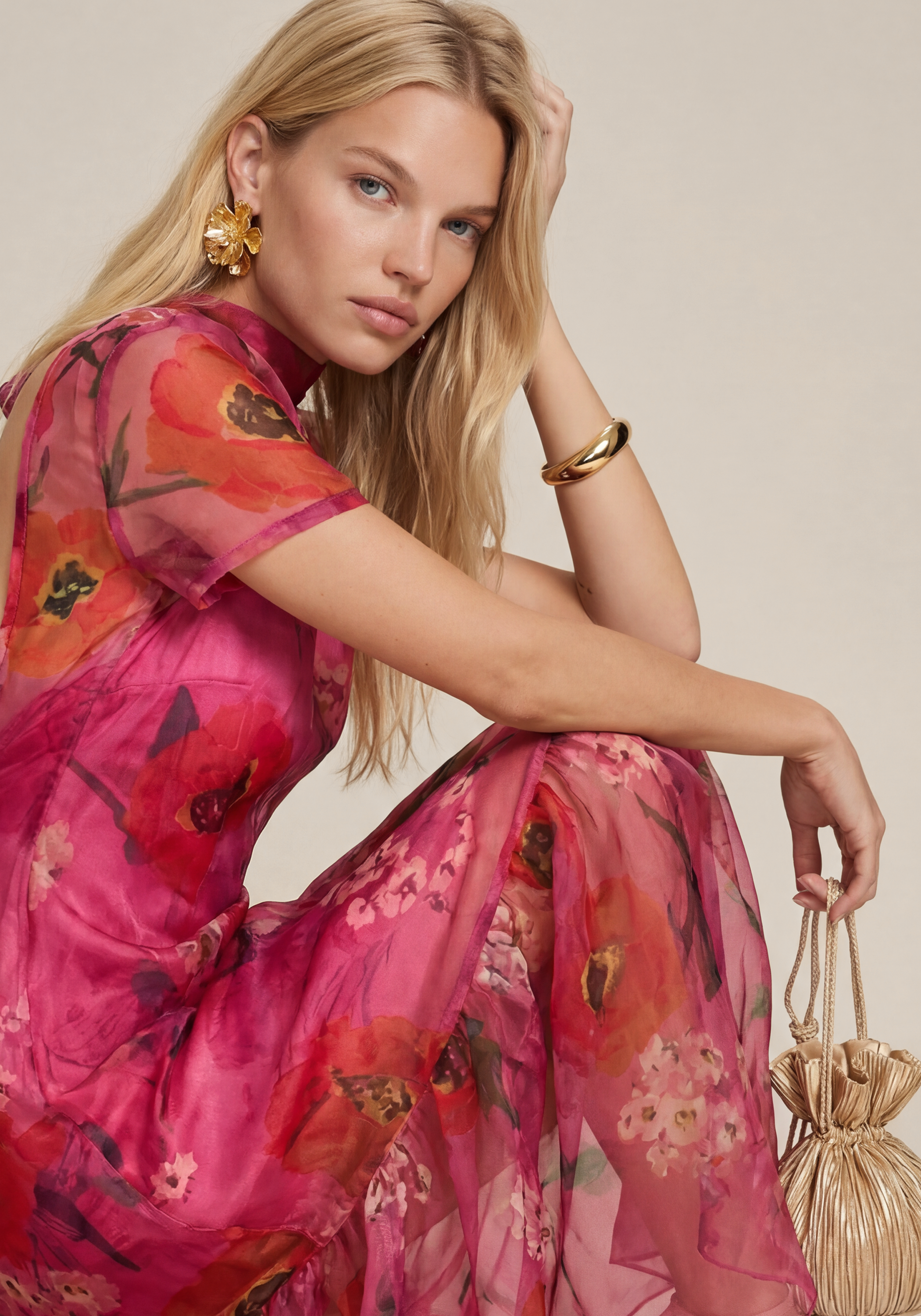 Organza Bow Maxi Dress