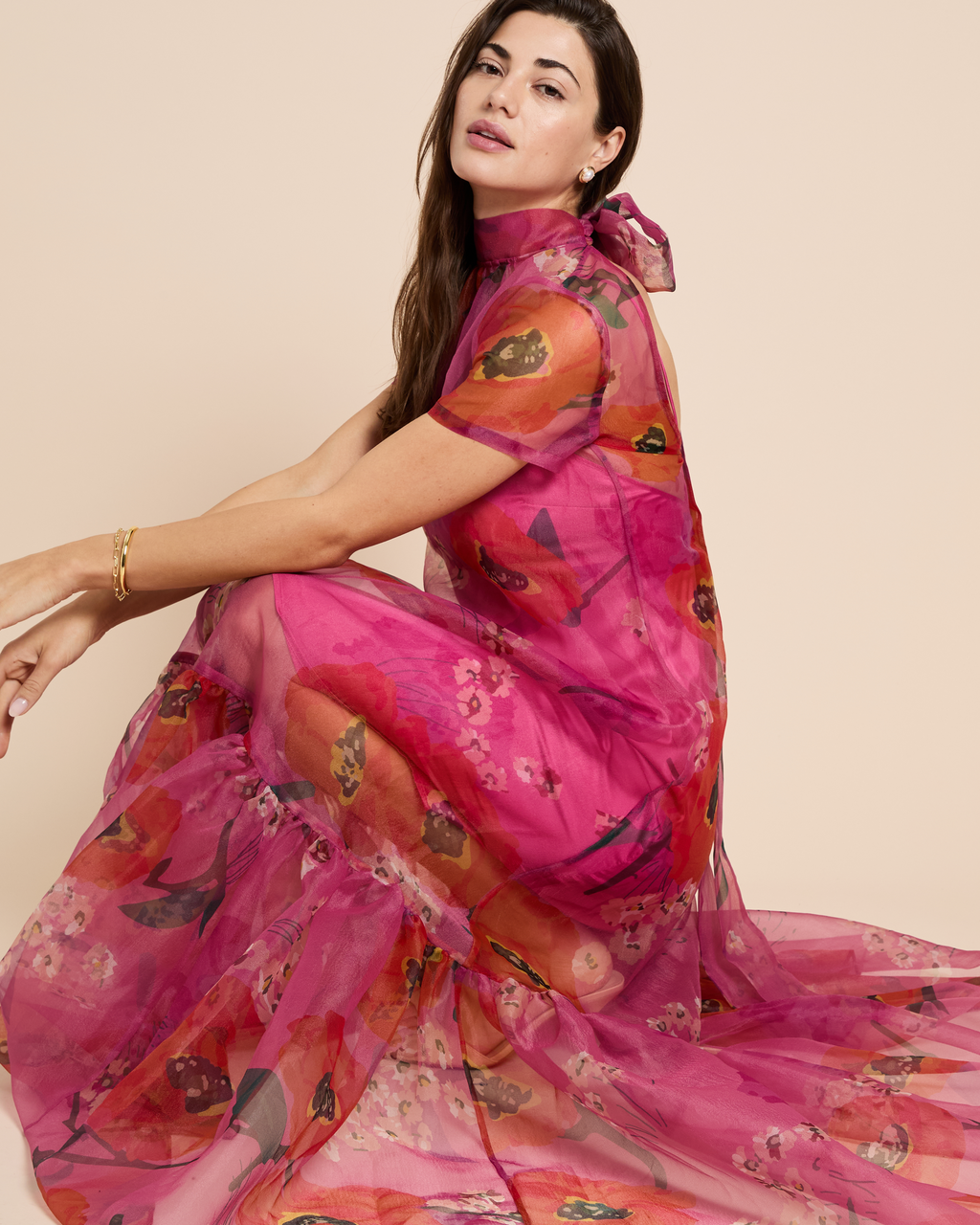 Organza Bow Maxi Dress