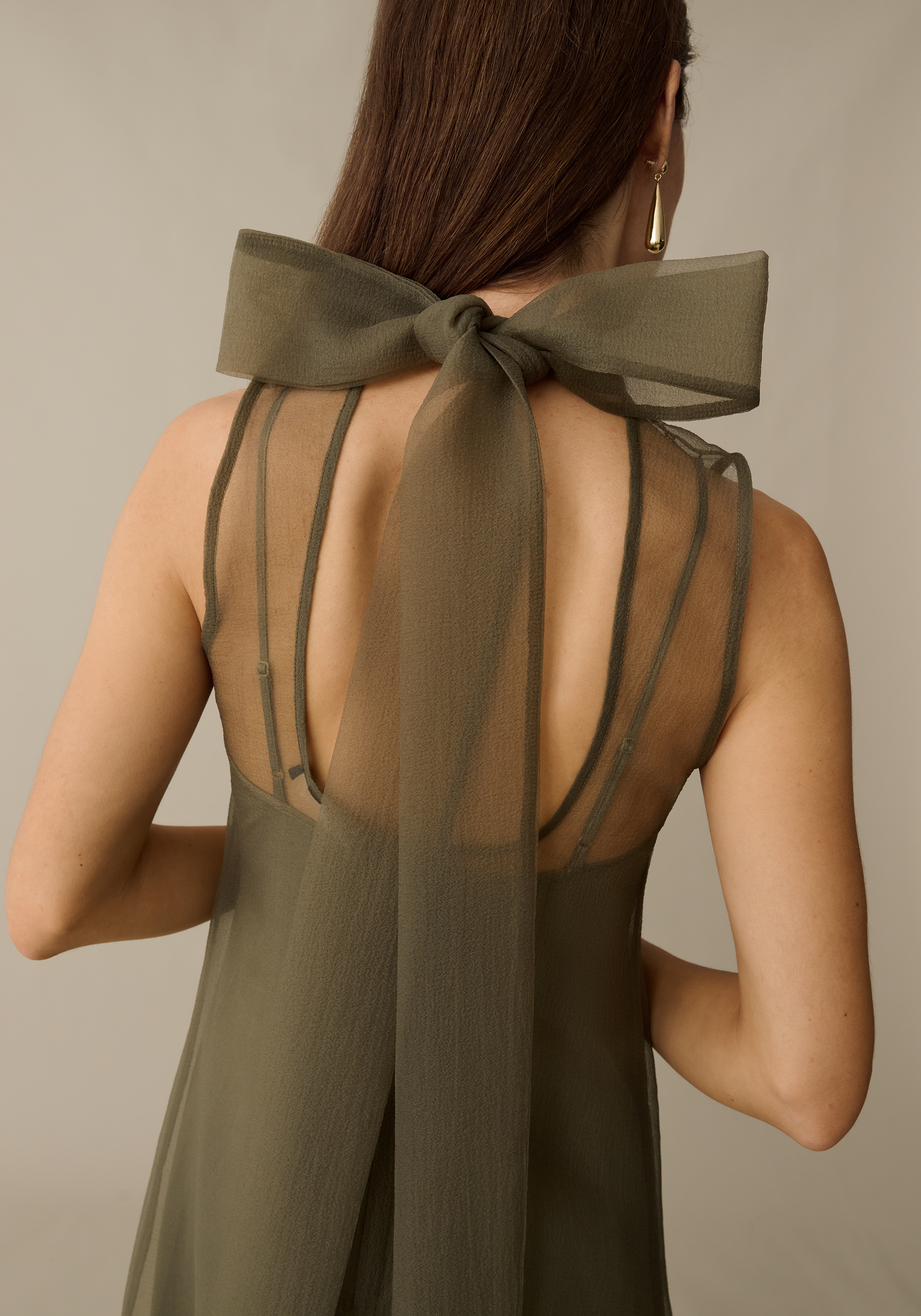 Organza High Neck Maxi Dress