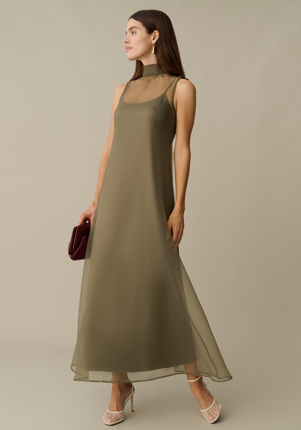 Organza High Neck Maxi Dress