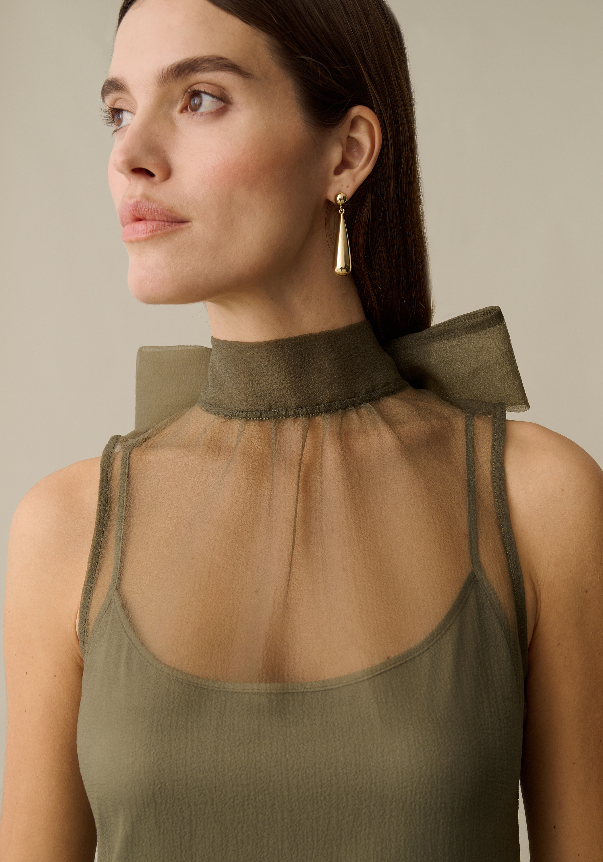 Organza High Neck Maxi Dress