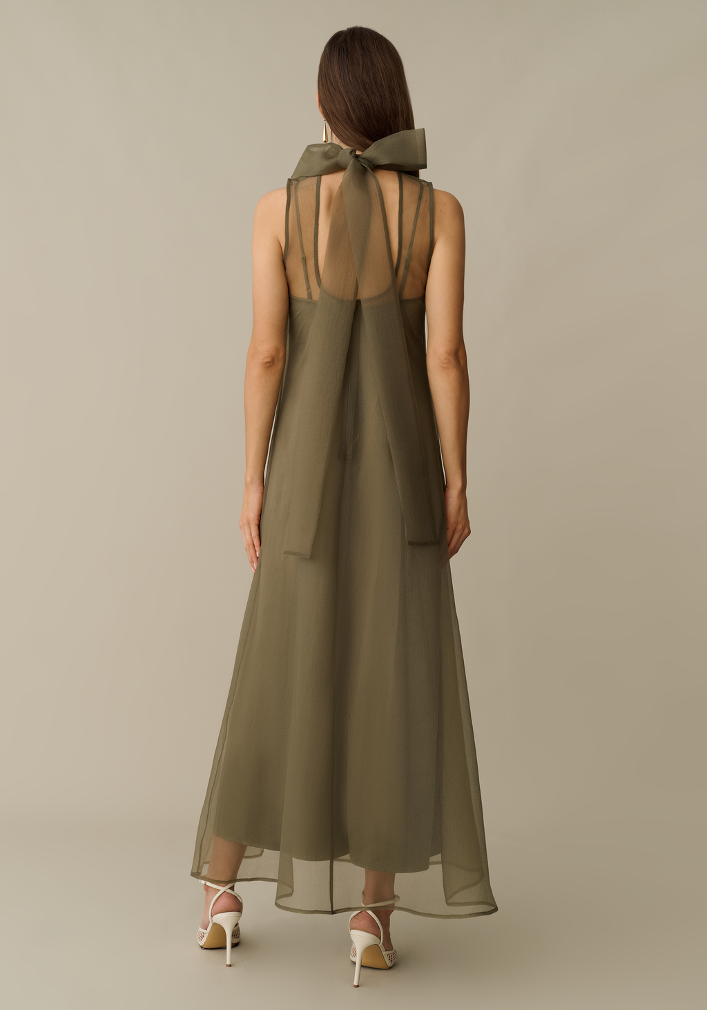 Organza High Neck Maxi Dress